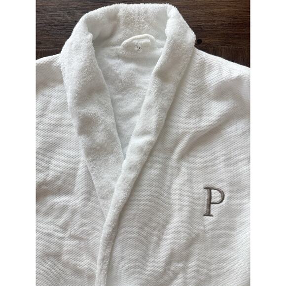 Pottery Barn Robe Mens Large Turkish Cotton Belted Spa Bath Lounge P Monogram - Picture 2 of 12